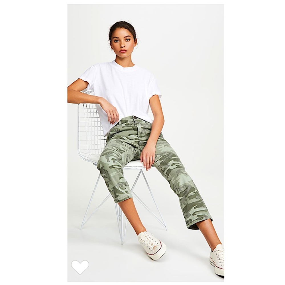 AMO Camo Easy Trouser Cropped Straight Relaxed Fit Jean Sz 28 High Rise